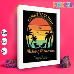 family vacation papercut light box