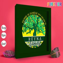 personalized family tree papercut light box