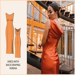 pattern - fitted dress with back draping verena - thisiskachi