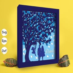 couple tree papercut light box template