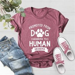 promoted from dog grandma to human grandma shirt, grandma shirt, baby announcement shirt, pregnancy announcement shirt,