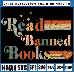 Read Banned Books Week Reader Retro Groovy Svg, Book Lover Svg, Free Books Svg, Librarian Bookish Svg, Ban Bigots Not Bo