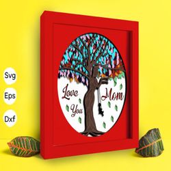 mom and kid papercut light box template