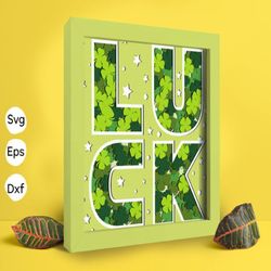 luck four-leaf clover papercut light box