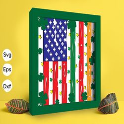 luck american flag papercut light box