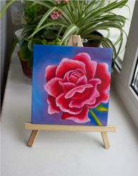 rose painting oli, red rose art oil, hand painted flower, flower painting original art artwork by inna esina
