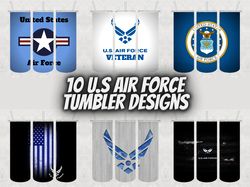 10 u.s air force tumbler wrap design bundle - png sublimation printing design - 20oz tumbler designs