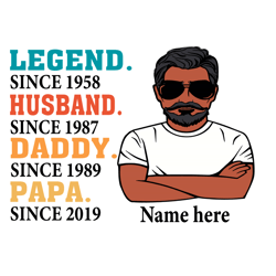 legend since 1958 husband since 1987 svg, fathers day svg, black dad svg, dads timeline svg, legend since svg, husband s