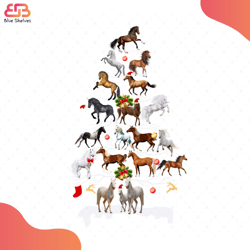 horse pine-tree christmas svg, animal svg, many horse svg, white horse svg, santa hat