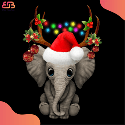 elephant christmas svg, animal svg, elephant svg, reindeer svg, santa hat svg, christ