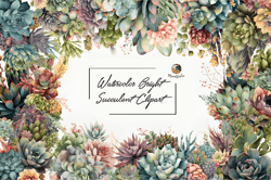 watercolor bright succulent clipart