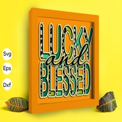 lucky and blessed papercut light box