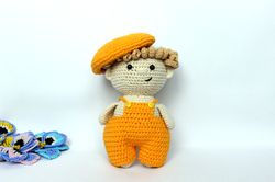 soft play doll, amigurumi doll in clothes, interior decor toy or as a gift