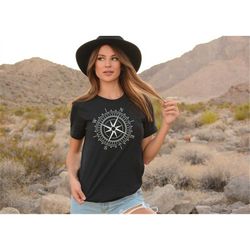 mountain silhouette compass shirt, compass shirt, outdoors nature campers t-shirt tent forest camper nature lovers gift