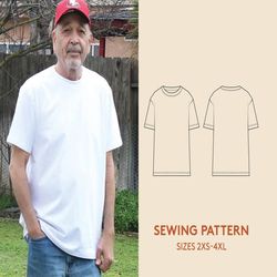 t-shirt sewing pattern and video tutorial, sizes 2xs-4xl, video tutorial, easy sewing project for beginners