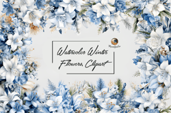 watercolor winter flowers clipart