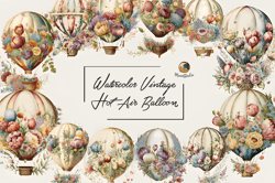 watercolor vintage hot air balloon png