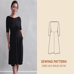 dress sewing pattern, sewing video tutorial, easy bodycon dress pdf pattern for beginners