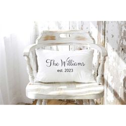 valentines day gift, personalized name pillow, wedding gift, personalized calligraphy pillow, last name pillow, engageme