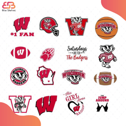 wisconsin badgers bundle svg, sport svg, wisconsin badgers svg, wisconsin badgers log