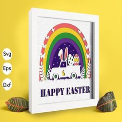 easter truck papercut light box