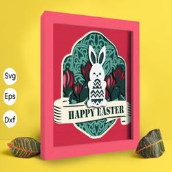 happy easter papercut light box