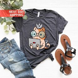 nerd cat shirt, funny cat tee, pretty cat tee, gifts for cat lovers, cute kitty tee, funny cat tee, cat lady tee, new ca