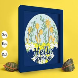 hello spring papercut light box