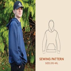 oversized hoodie sewing pattern, sizes 2xs-4xl, men's sweater sewing pattern pdf, make your own hoodie sweatshirt