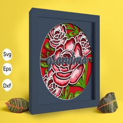rose grandma papercut light box