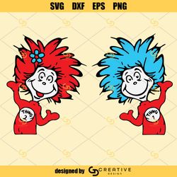 dr seuss thing one thing two svg, thing 1 thing 2 svg png dxf eps cut files