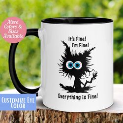 electrocuted cat mug, i'm fine everything is fine mug, mental health mug, funny cat mug, funny birthday gift christmas