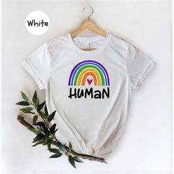 Just Human Tee, Pride Month Shirt, Pride Flag T-Shirt, Lgbt Shirt, Lgbtq Tee, Hurts No One Shirt, Queer Shirt