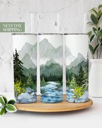 forest tumbler, adventure forest gift, hiking tumbler cup, forest gifts, forest cup with straw, forest lover gifts t-047