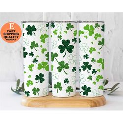 Lucky Irish St. Patrick's Day Glitter Tumbler with Clover Pattern, Keep Your Drinks Hot&Cold, Lucky Charm Custom Made Ha