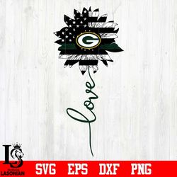 green bay packers love sunflower svg, digital download