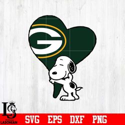 green bay packers snoopy heart svg, digital download