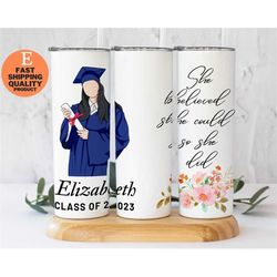 personalized class of 2023 graduation gift tumbler, 20oz graduation tumbler with lid, high school graduation souvenir