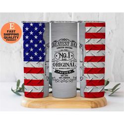 greatest dad 20 oz skinny tumbler sublimation, us flag, birthday gift father's day gift for dad from son daughter, world