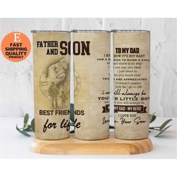 20 oz skinny tumbler father and son silhouette sublimation best friends for life, dad tumbler, fathers day tumbler, fath