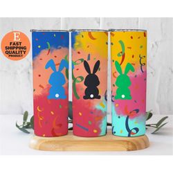 colorful easter bunny tumbler with eye catching and trendy design, cute easter tumbler, easter gift tumbler