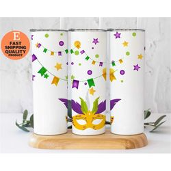 mardi gras carnival masks tumbler, 20oz skinny tumbler, custom made handmade tumbler