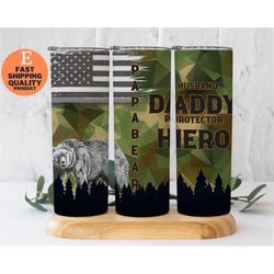 papa bear 20 oz skinny tumbler, father's day gift, birthday gift father's day gift for dad from son daughter