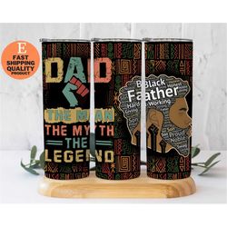 black dad the man the myth the legend 20 oz skinny tumbler, father's day gift, birthday gift father's day gift for dad f