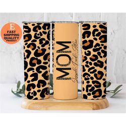 personalized leopard print tumbler for mom, 20oz personalized leopard print tumbler for mom, mom's personalized leopard