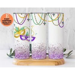 sparkling mardi gras glitter tumbler, perfect for parade and party, mardi gras celebration tumbler