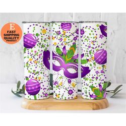 mardi gras celebration tumbler, perfect gift for mardi gras festival, 20oz skinny tumbler