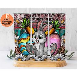 colorful cute bunny and egg stainless steel tumbler - easter gift, bunny lover, spring decor, eye catching easter tumble