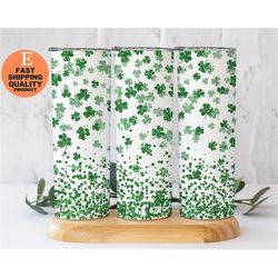 shamrock st. patrick's day glitter clover lucky tumbler - may the luck of the irish be with you, cute stainless steel tu