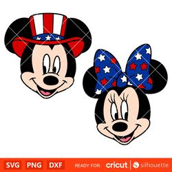 patriotic mickey & minnie bundle svg, 4th of july svg, independence day svg, disney svg, cricut